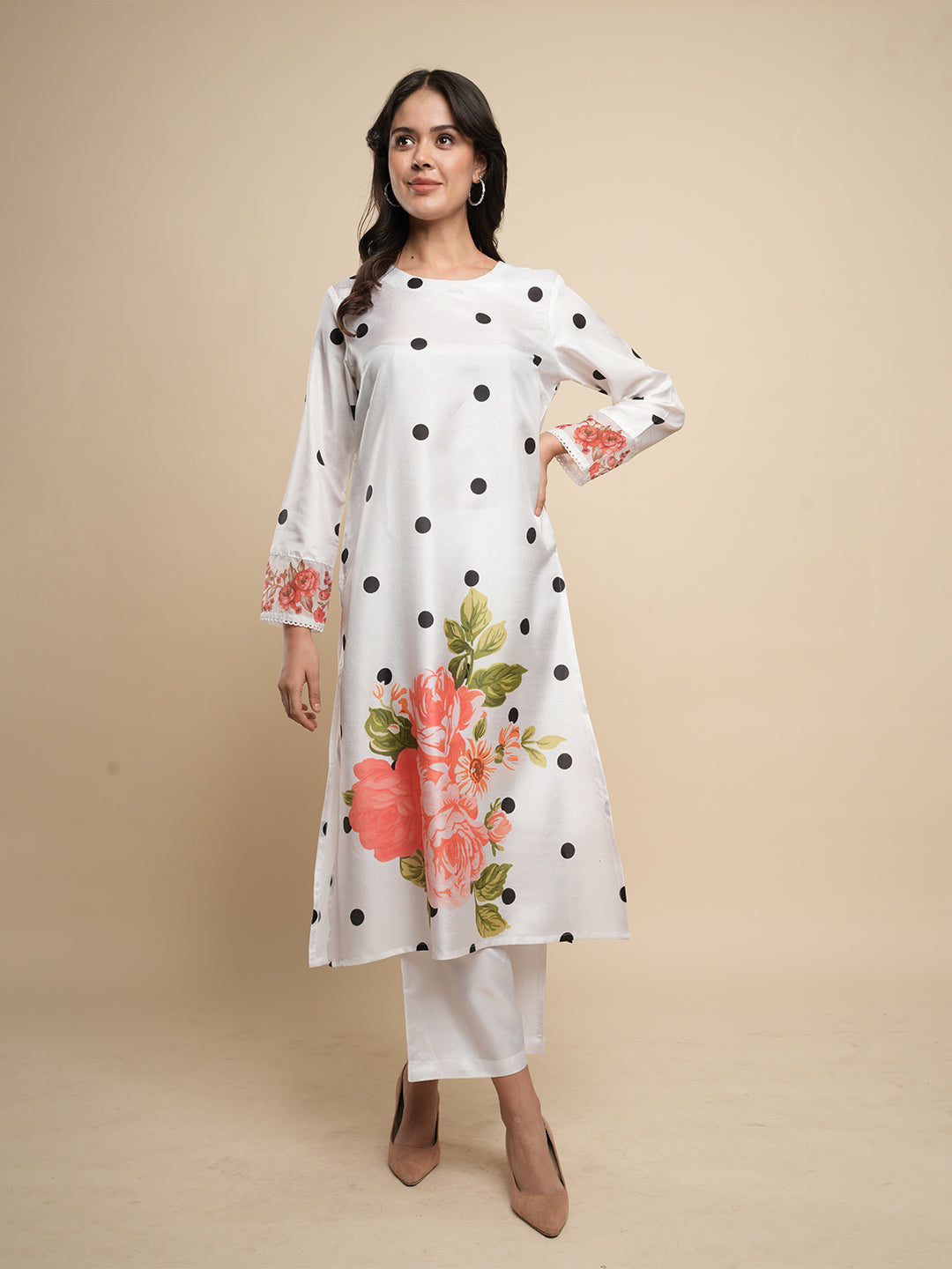 White-Silk-Blend-A-Line-2-Piece-Kurta-Set