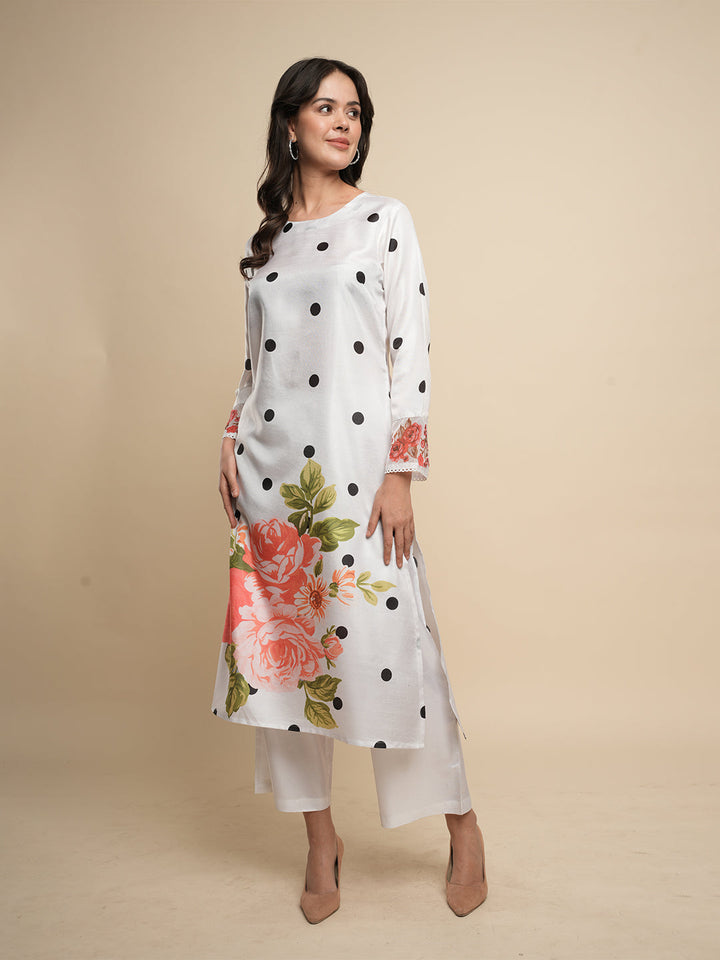 White-Silk-Blend-A-Line-2-Piece-Kurta-Set