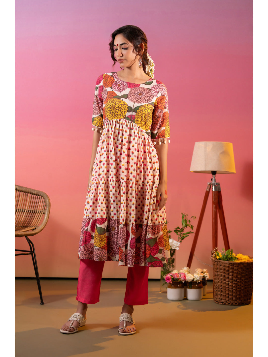 Multicolor-Cotton-Floral-Printed-Flared-2-Piece-Kurta-Set