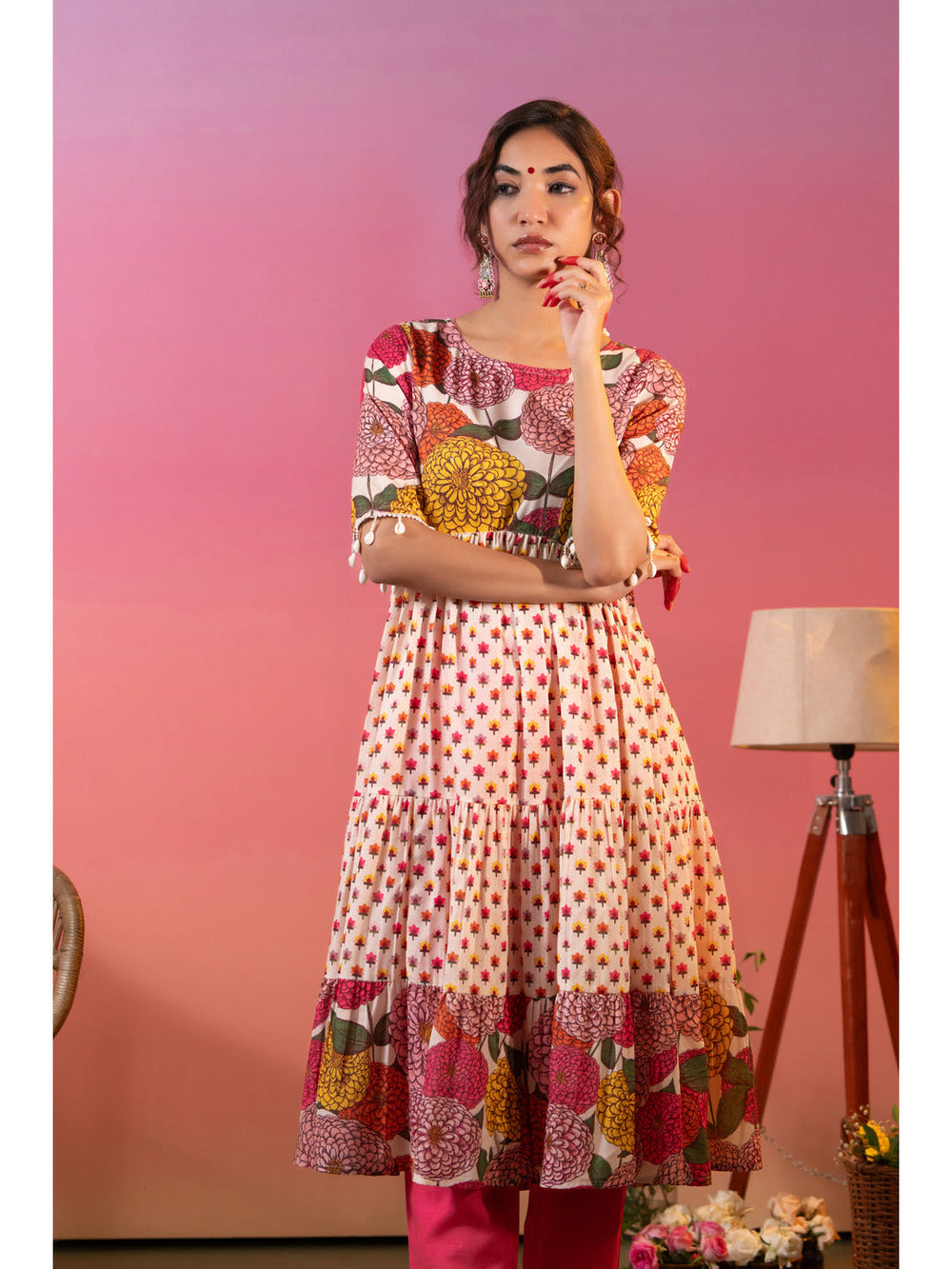 Multicolor-Cotton-Floral-Printed-Flared-2-Piece-Kurta-Set