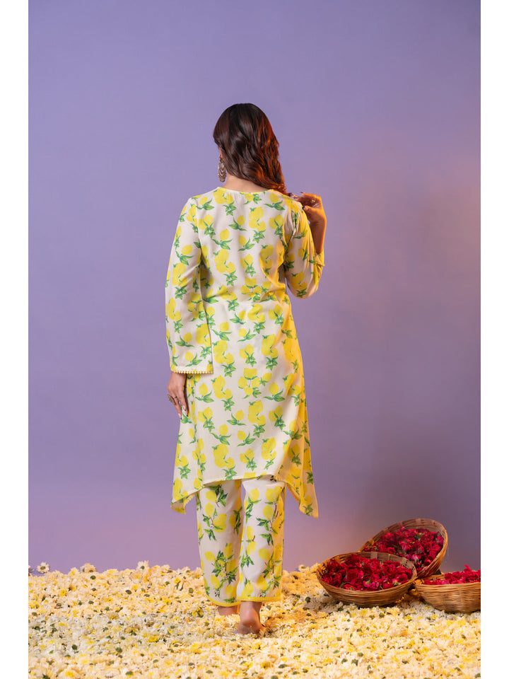 Yellow-Cotton-Printed-Flared-2-Piece-Kurta-Set