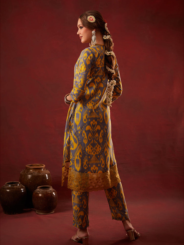 Mustard-Cotton-Blend-Abstract-Printed-Kurta-With-Trouser