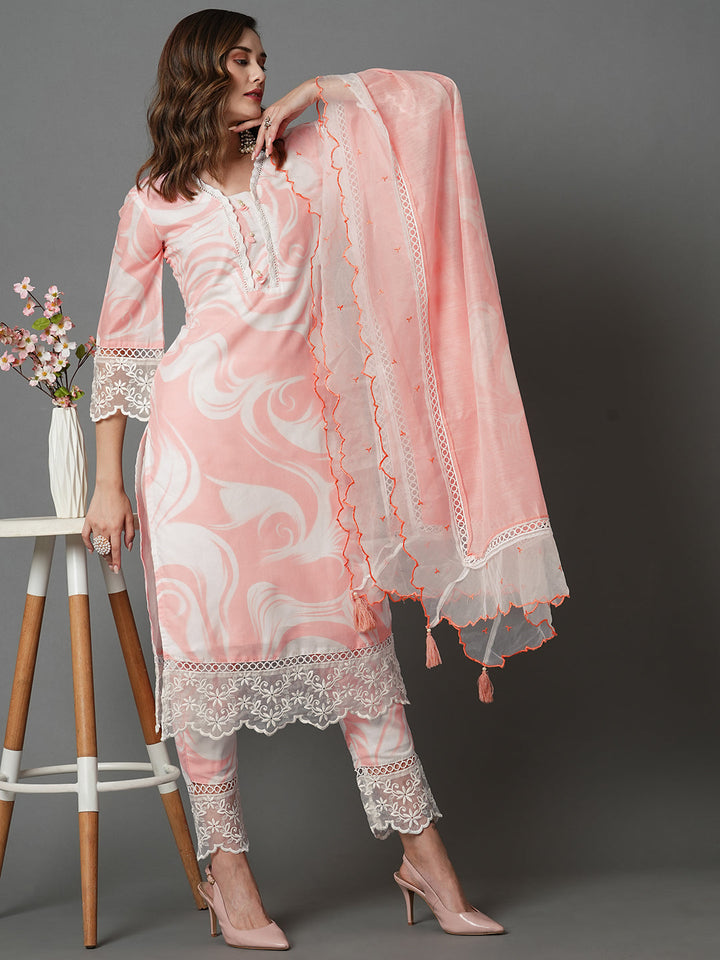 Peach-Cotton-Marble-Printed-3-Piece-Kurta-Set