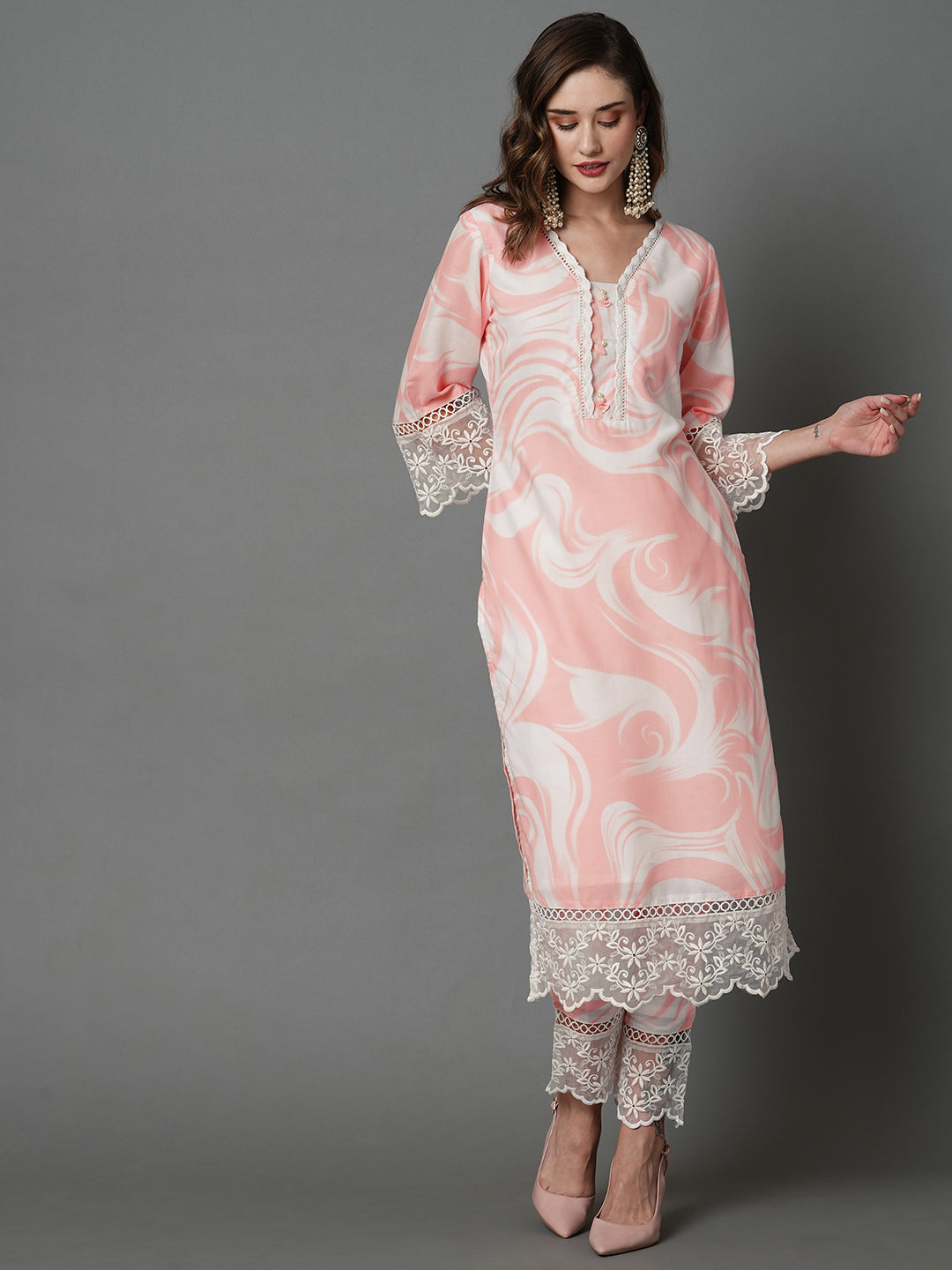 Peach-Cotton-Marble-Printed-3-Piece-Kurta-Set