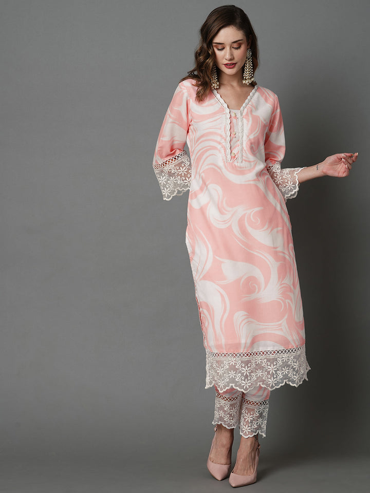 Peach-Cotton-Marble-Printed-3-Piece-Kurta-Set