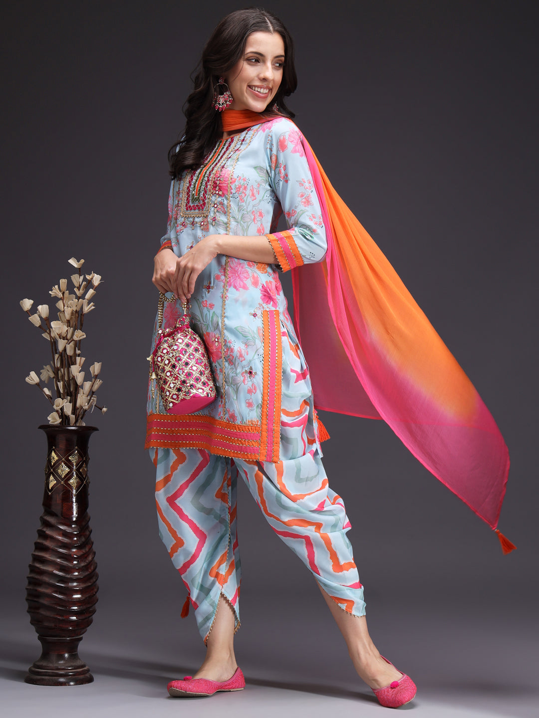 Blue-Silk-Blend-Printed-3-Piece-Kurta-Set