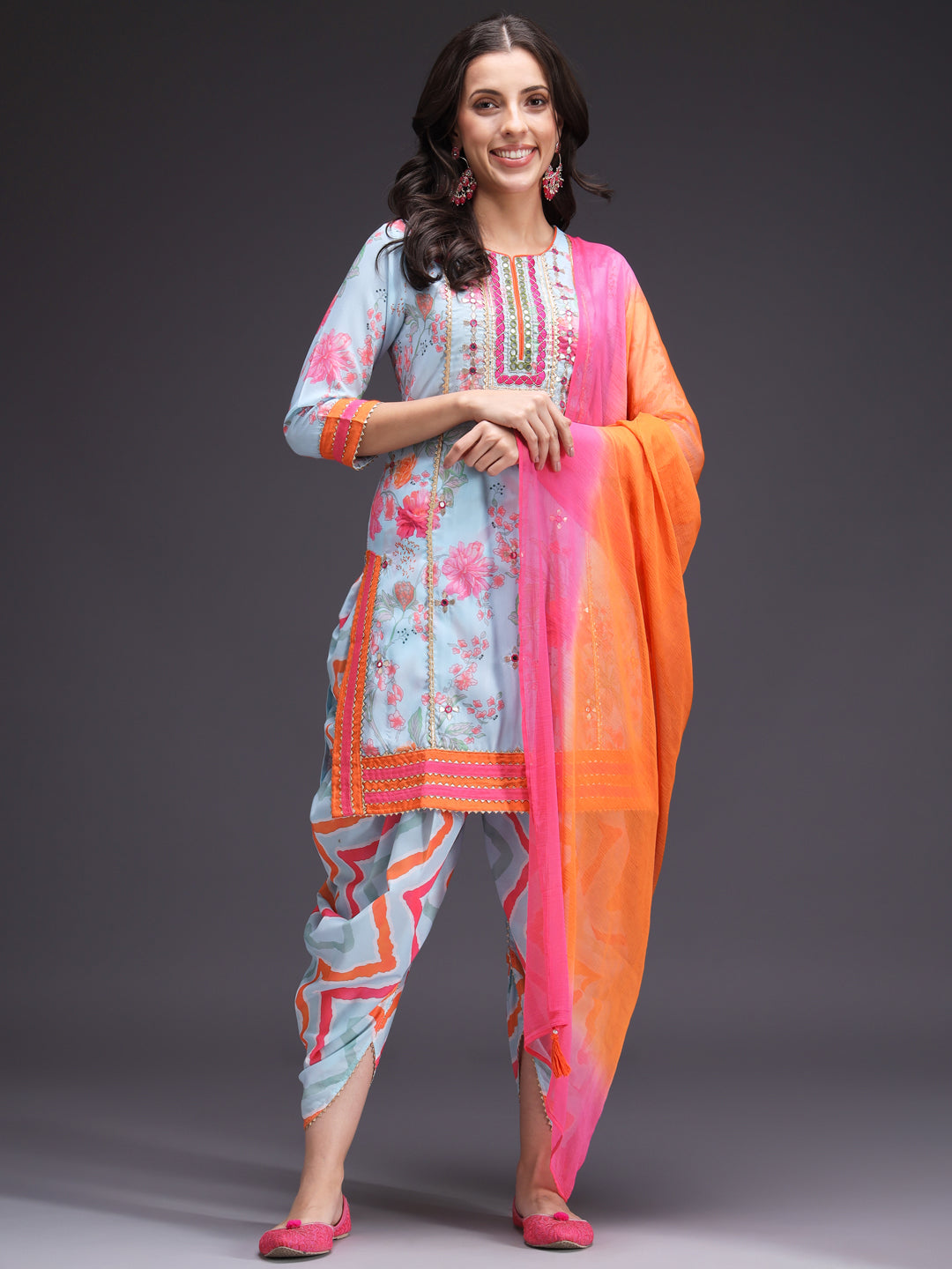 Blue-Silk-Blend-Printed-3-Piece-Kurta-Set