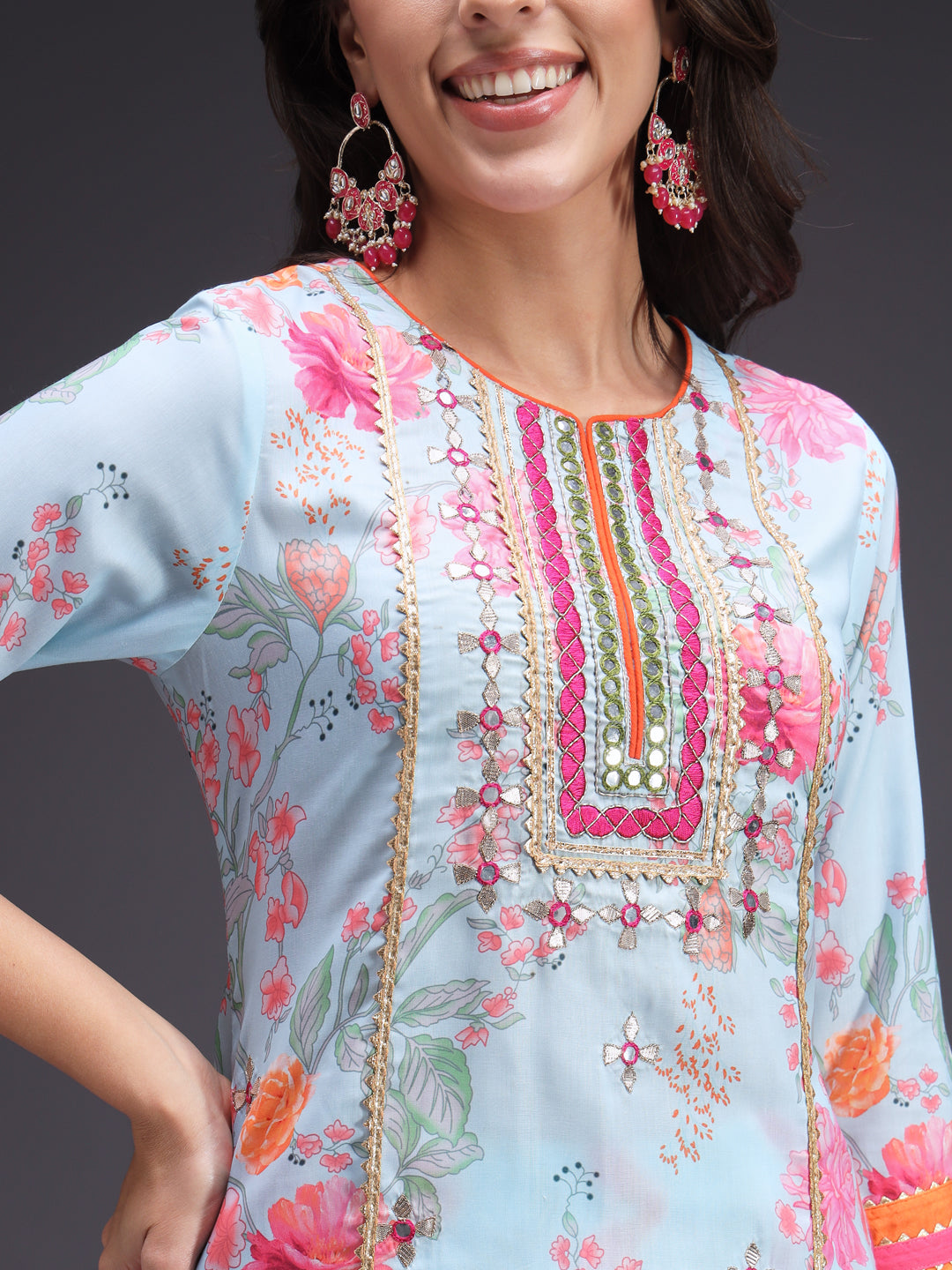 Blue-Silk-Blend-Printed-3-Piece-Kurta-Set