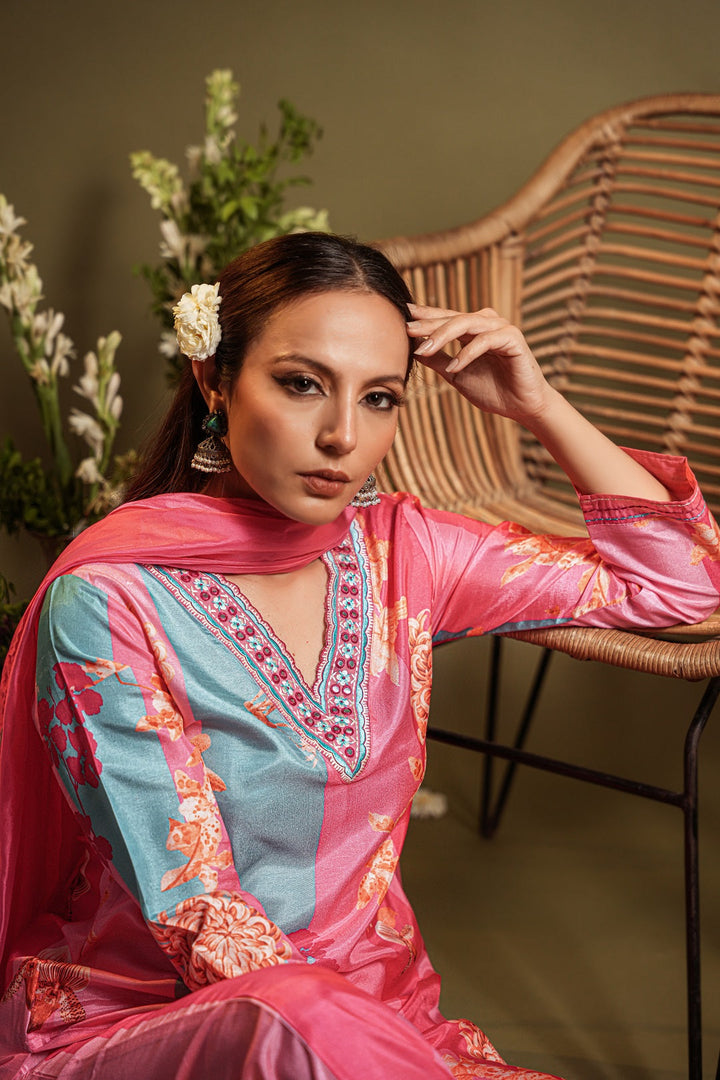 Pink-Silk-Blend-Floral-Printed-3-Piece-Kurta-Set
