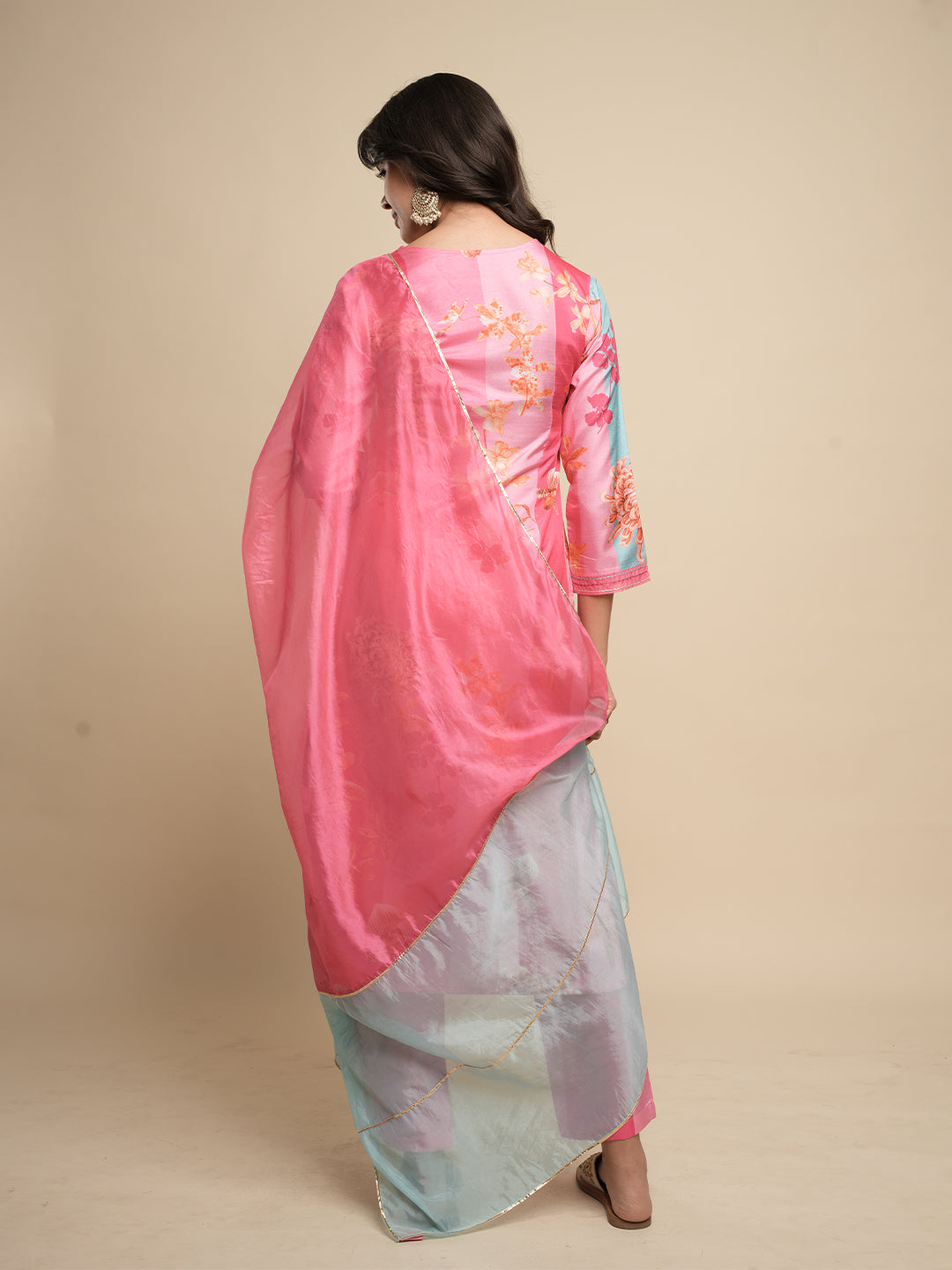 Pink-Silk-Blend-Floral-Printed-3-Piece-Kurta-Set