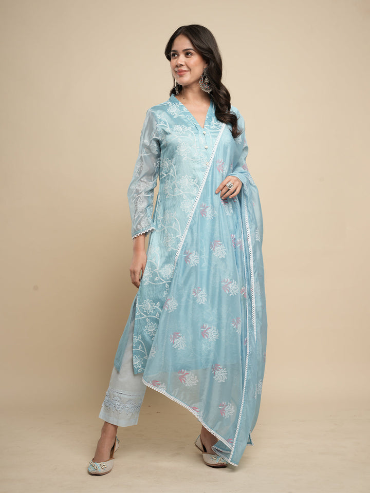Blue-Silk-Blend-Khari-Printed-3-Piece-Kurta-Set