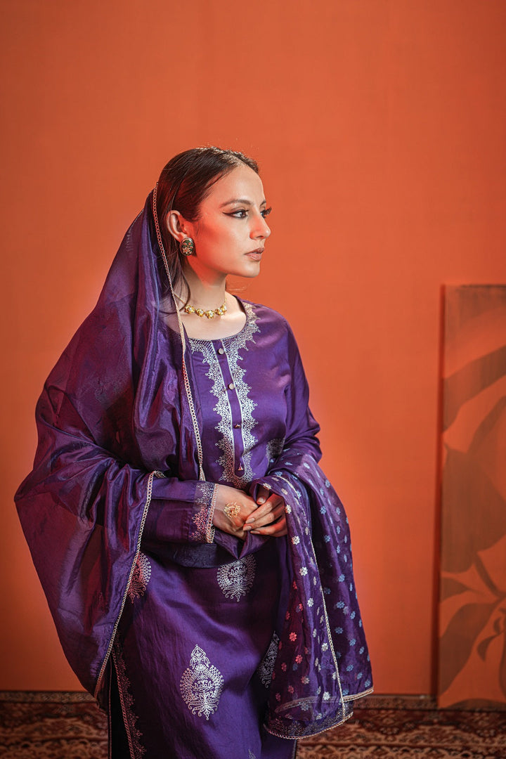 Purple-Silk-Blend-Khari-Printed-3-Piece-Kurta-Set