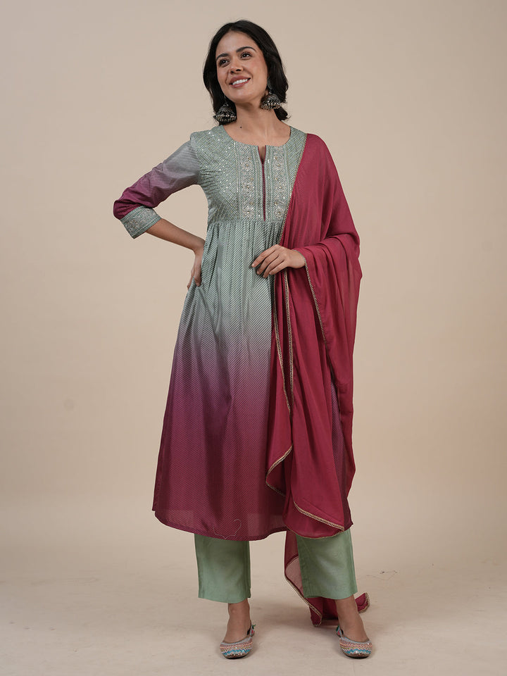 Green-Silk-Blend-Ombre-Printed-3-Piece-Kurta-Set