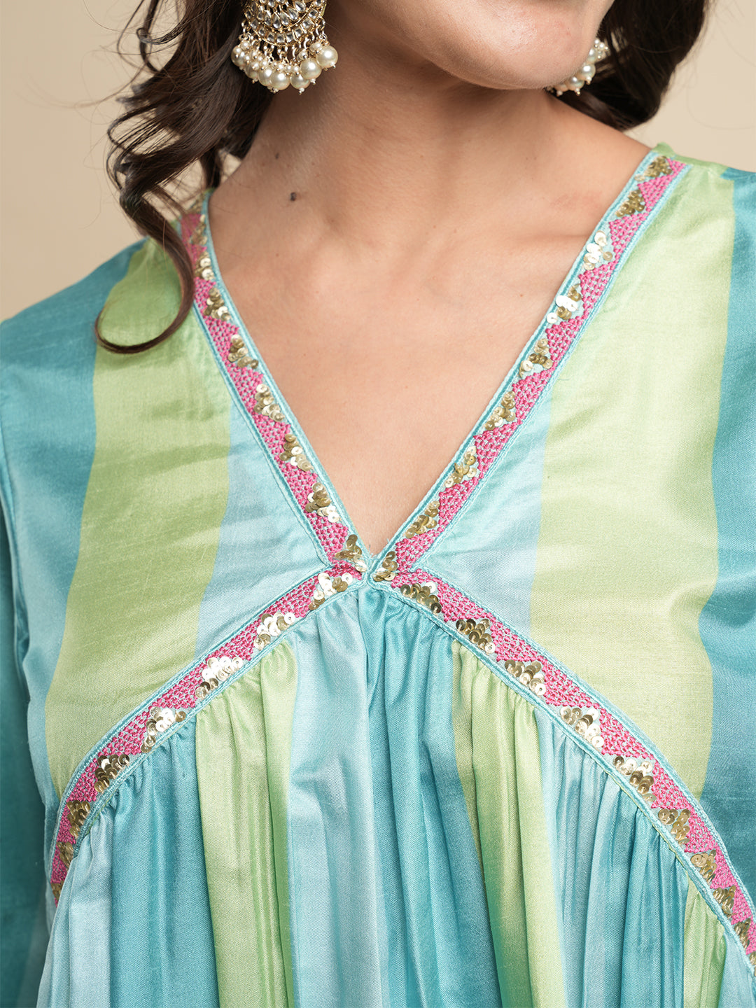 Blue-&-Green-Silk-Blend-Printed-3-Piece-Kurta-Set