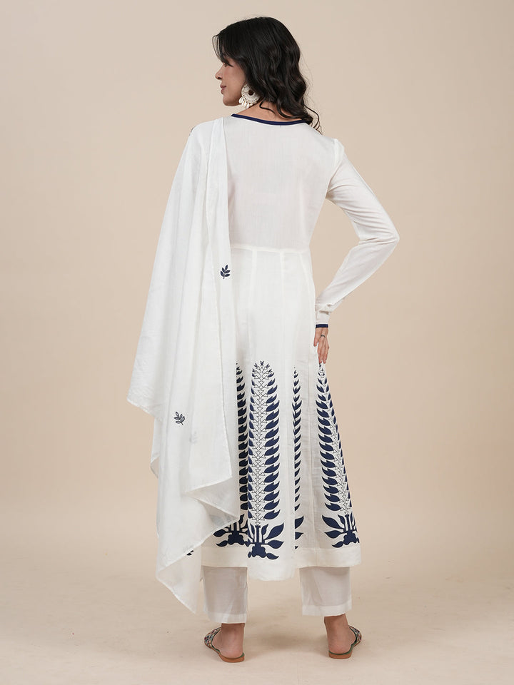 White-Silk-Blend-A-Line-Khari-Printed-3-Piece-Kurta-Set