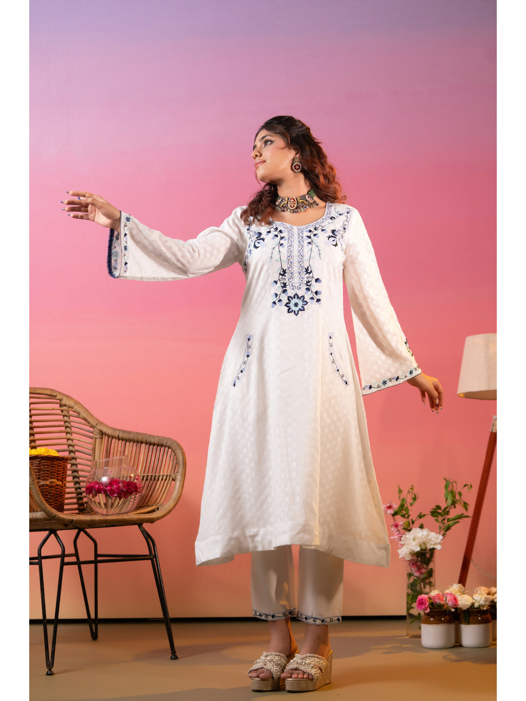 White-Cotton-Blend-Embroidered-3-Piece-Kurta-Set