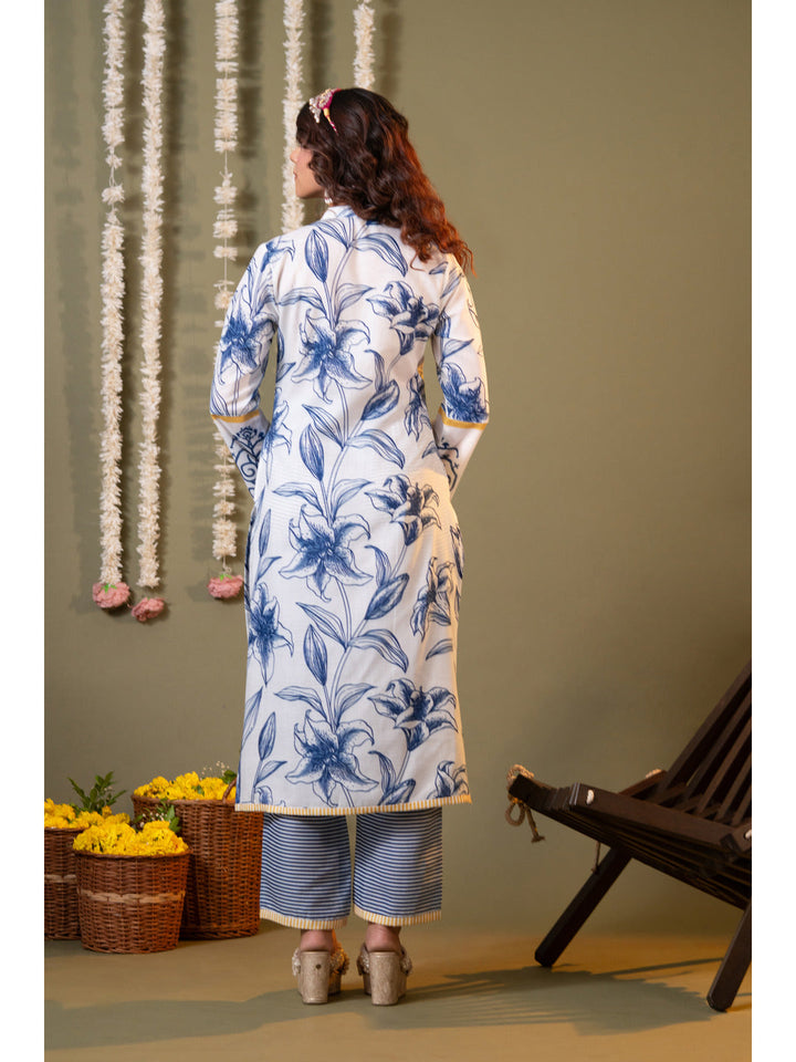 White-And-Blue-Cotton-Floral-Printed-3-Piece-Kurta-Set