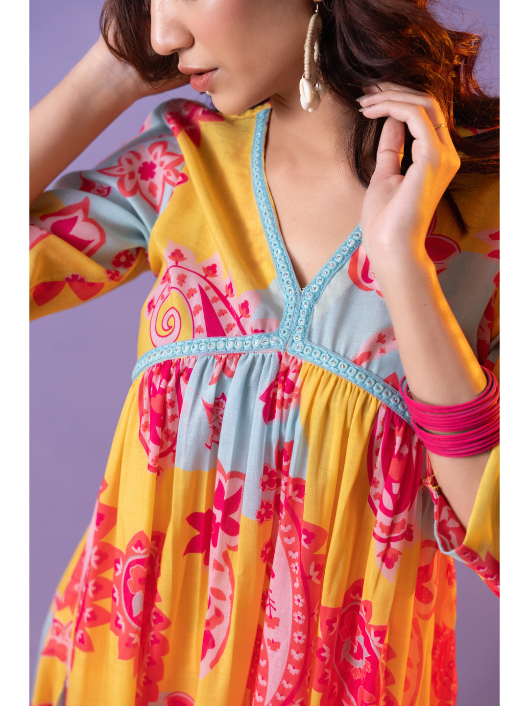 Yellow-Cotton-Blend-Printed-3-Piece-Kurta-Set