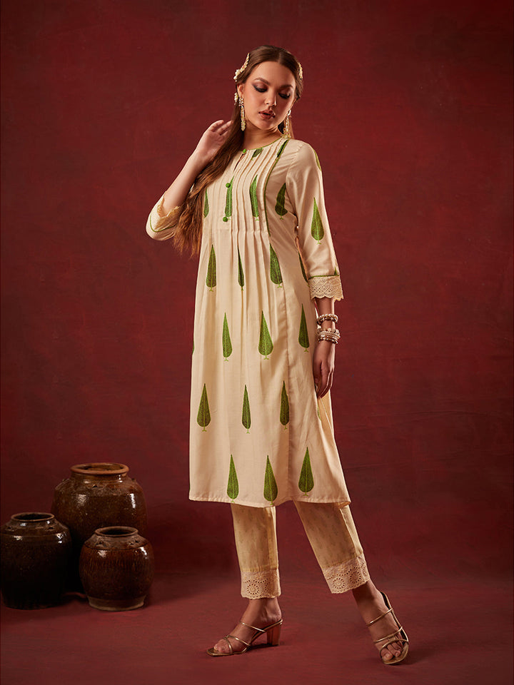 Cream-Cotton-Blend-Floral-Printed-3-Piece-Kurta-Set