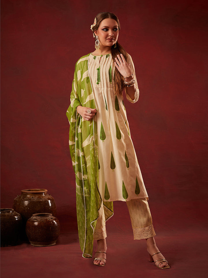 Cream-Cotton-Blend-Floral-Printed-3-Piece-Kurta-Set