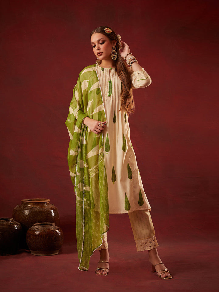 Cream-Cotton-Blend-Floral-Printed-3-Piece-Kurta-Set