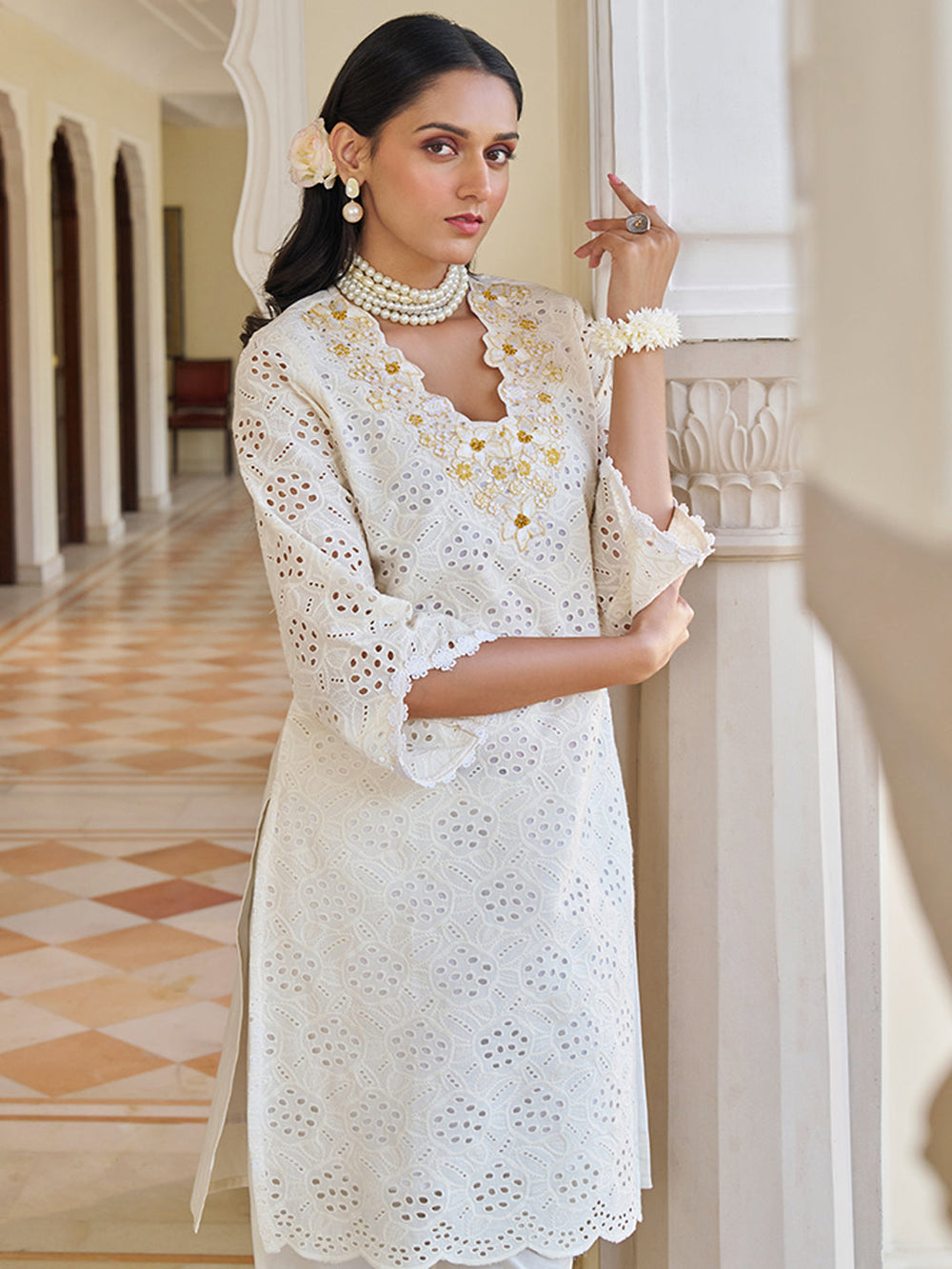 Cream-Pure-Cotton-Embroidered-2-Piece-Kurta-Set