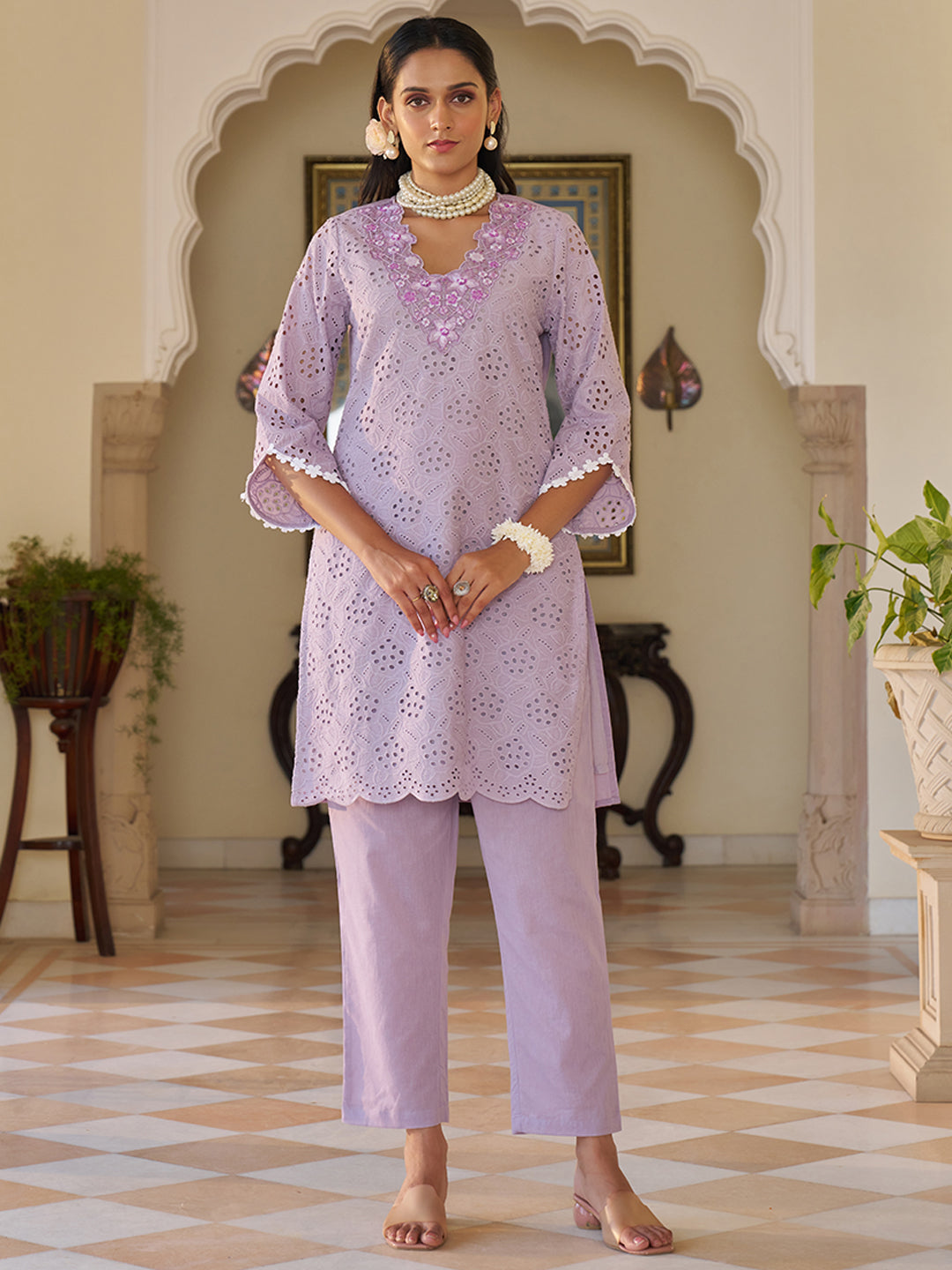 Lavender-Pure-Cotton-Embroidered-2-Piece-Kurta-Set