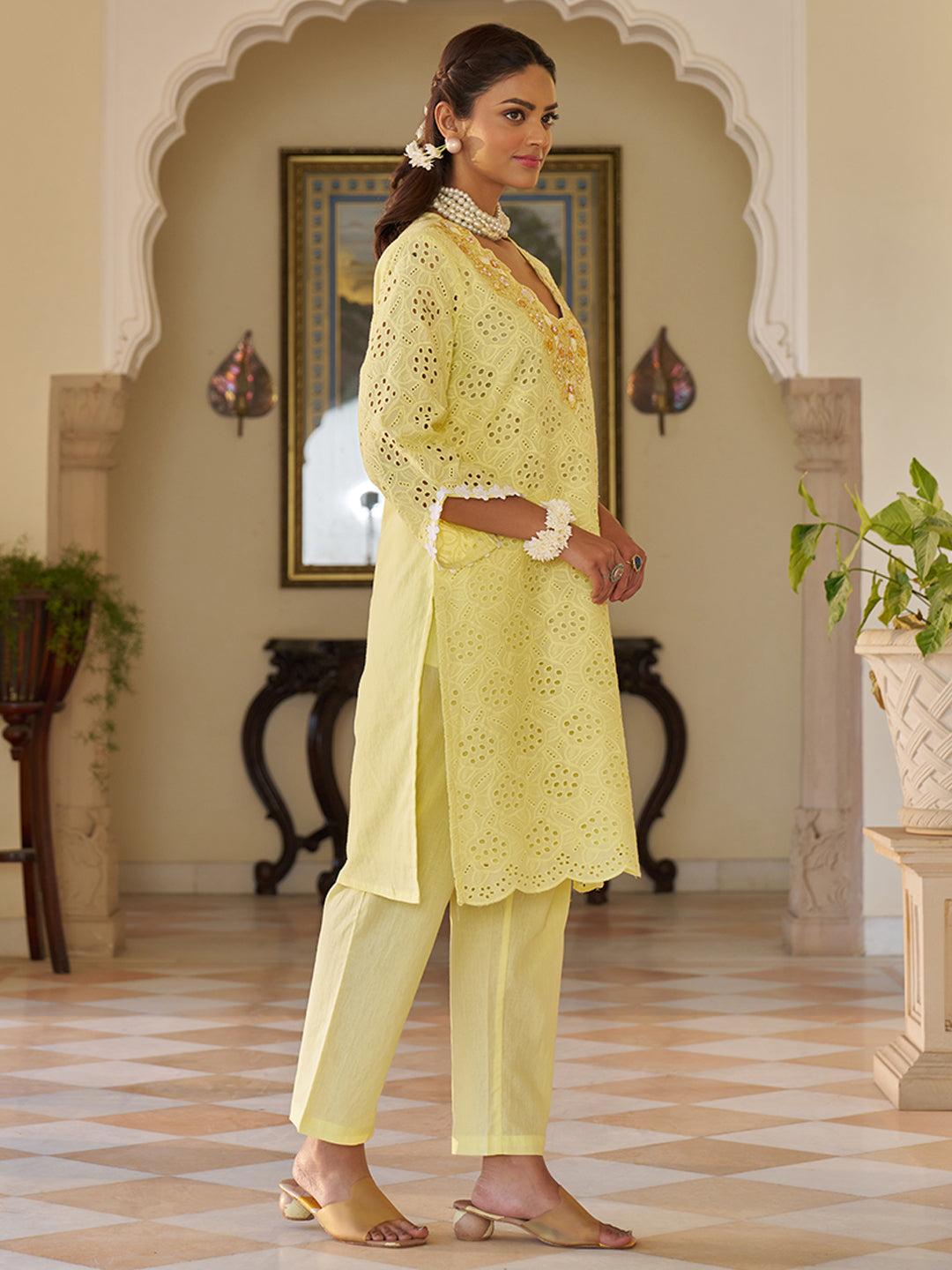 Yellow-Pure-Cotton-Embroidered-2-Piece-Kurta-Set