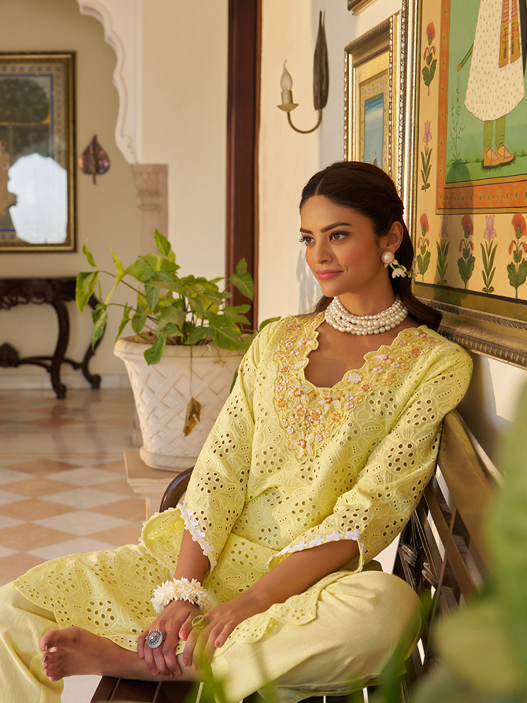 Yellow-Pure-Cotton-Embroidered-2-Piece-Kurta-Set