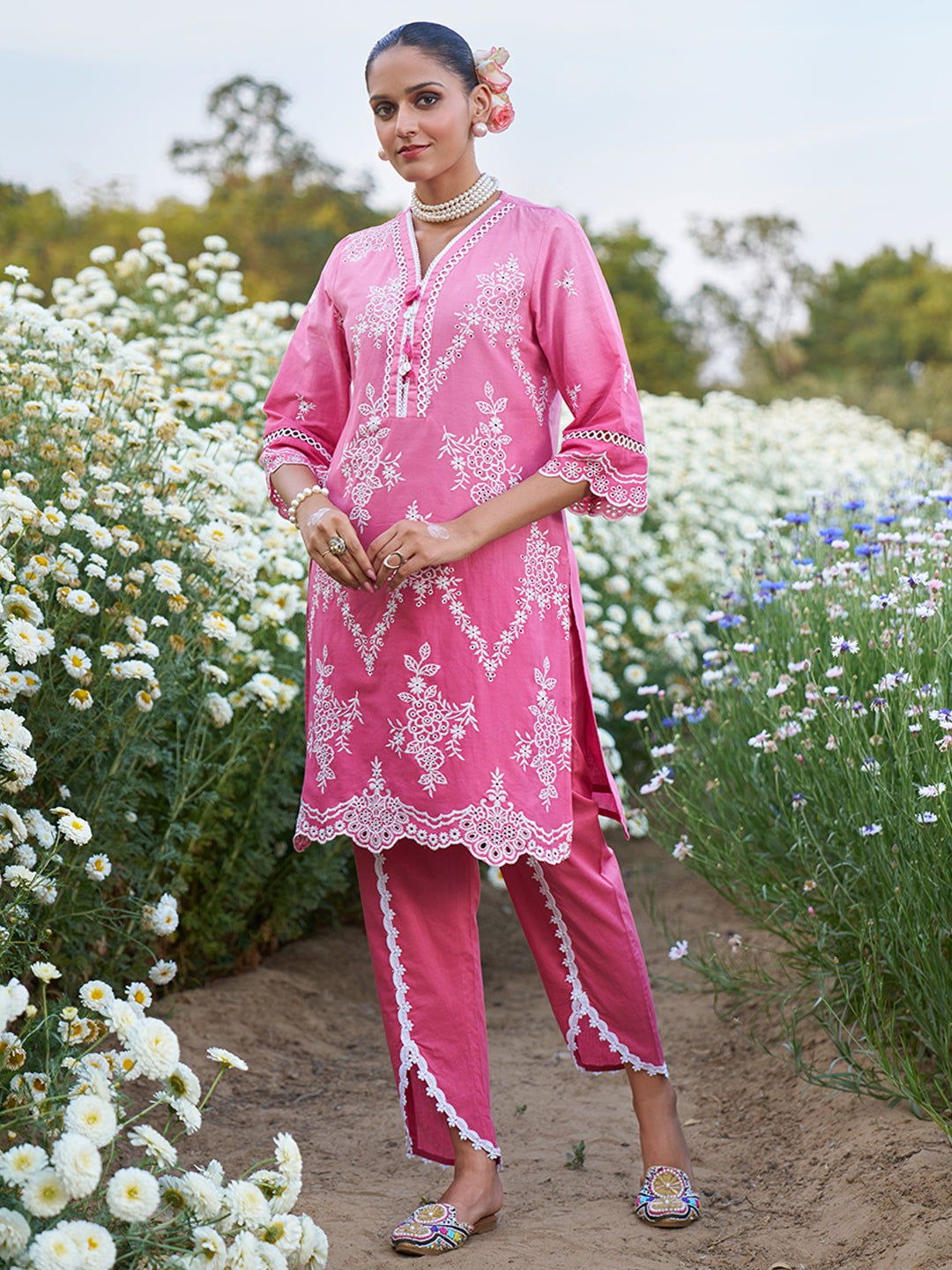 Pink-Pure-Cotton-Ombre-Schiffli-Embroidered-2-Piece-Kurta-Set