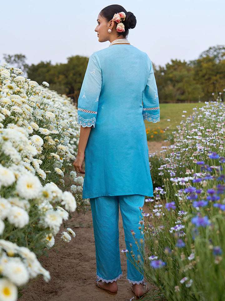 Blue-Pure-Cotton-Ombre-Schiffli-Embroidered-2-Piece-Kurta-Set
