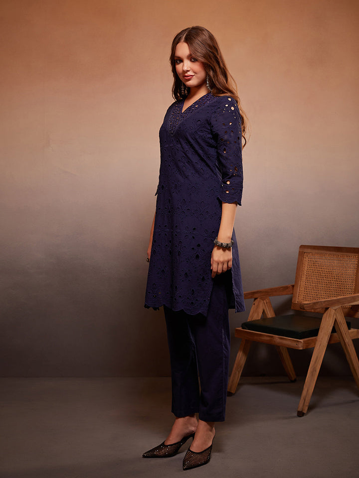 Blue-Cotton-Schiffli-Embroidered-2-Piece-Kurta-Set