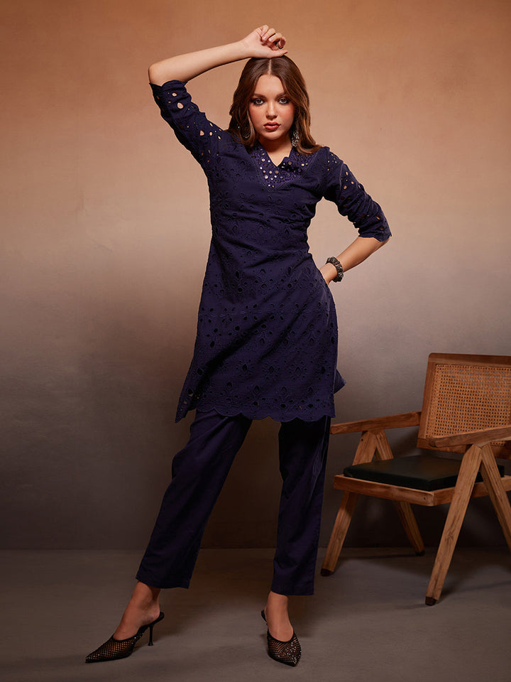 Blue-Cotton-Schiffli-Embroidered-2-Piece-Kurta-Set
