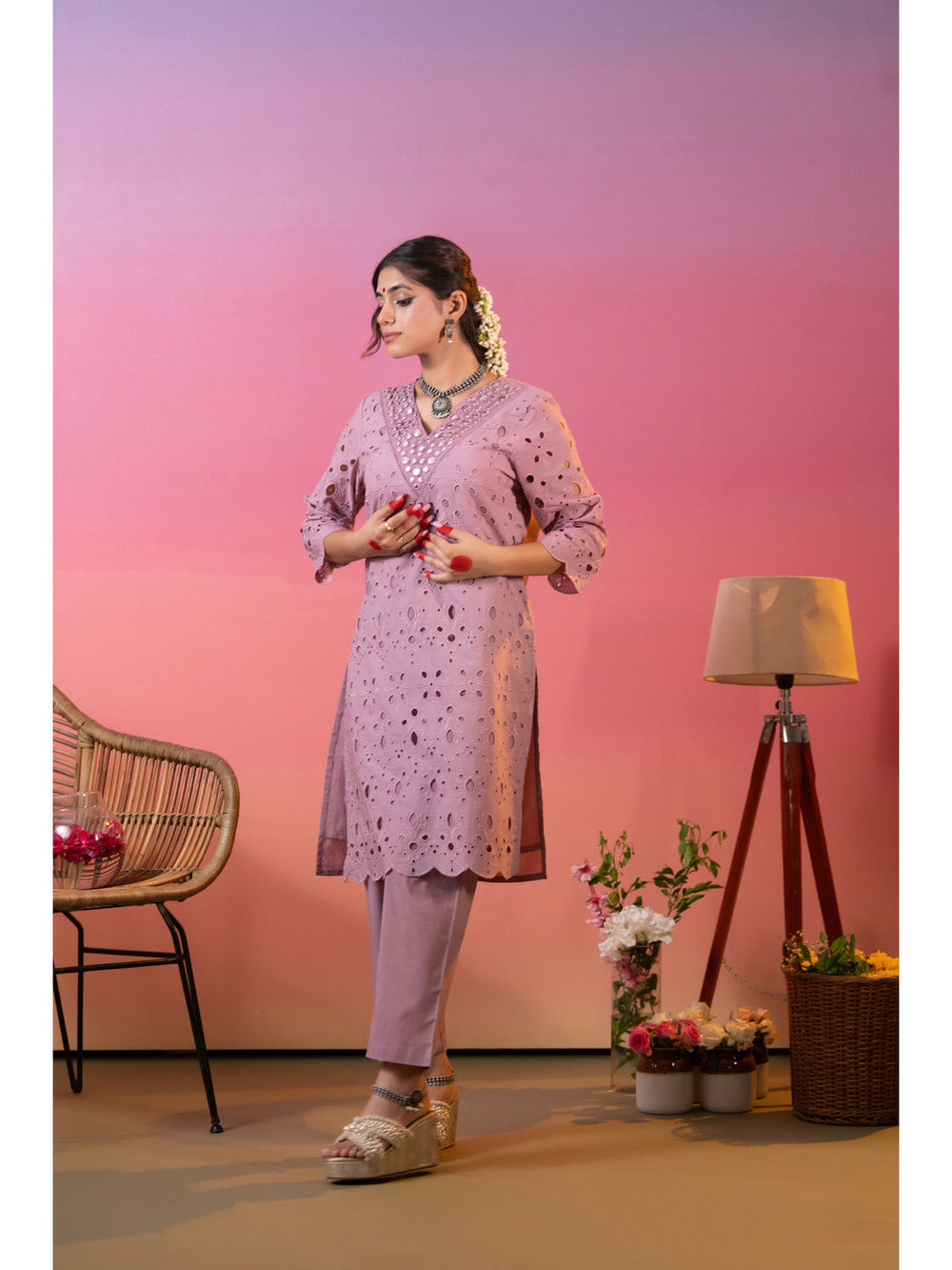 Mauve-Cotton-Schiffli-Embroidered-2-Piece-Kurta-Set