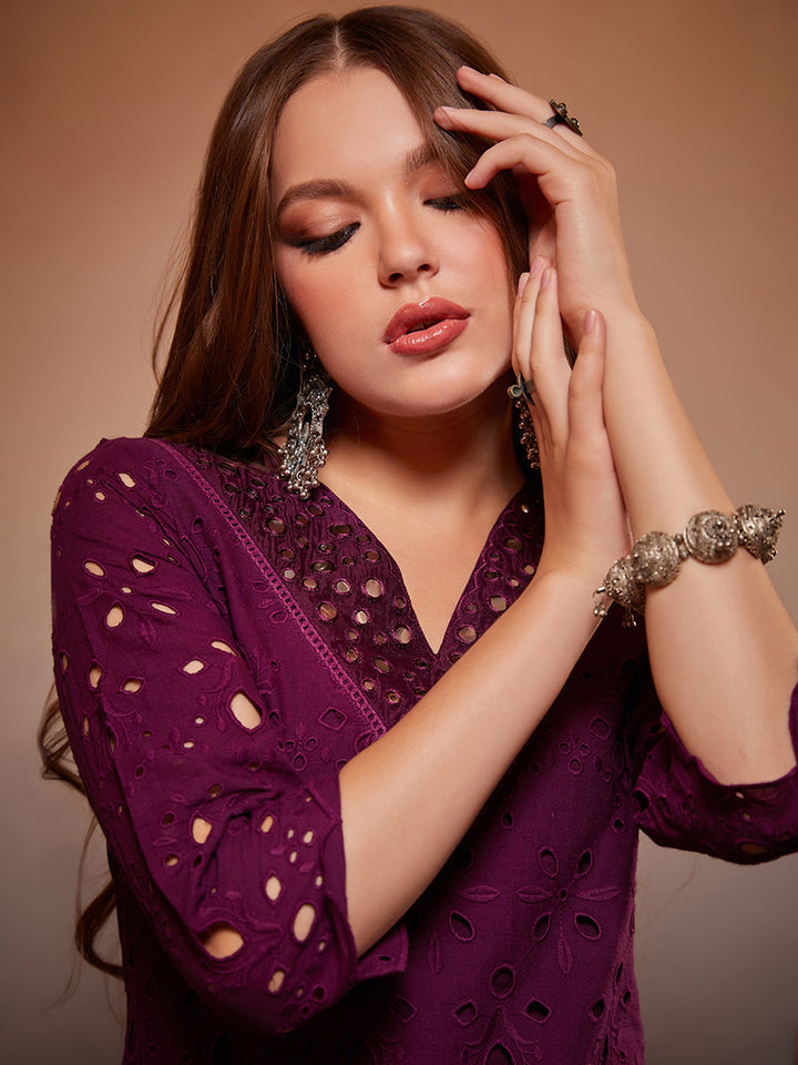 Purple-Schiffli-Cotton-Embroidered-2-Piece-Kurta-Set