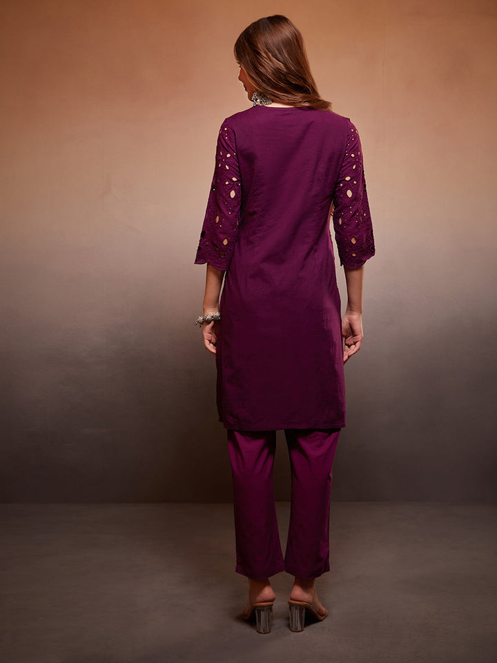 Purple-Schiffli-Cotton-Embroidered-2-Piece-Kurta-Set