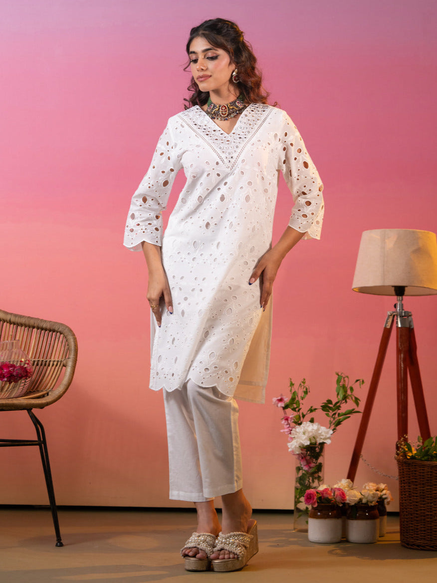 White-Cotton-Schiffli-Embroidered-2-Piece-Kurta-Set