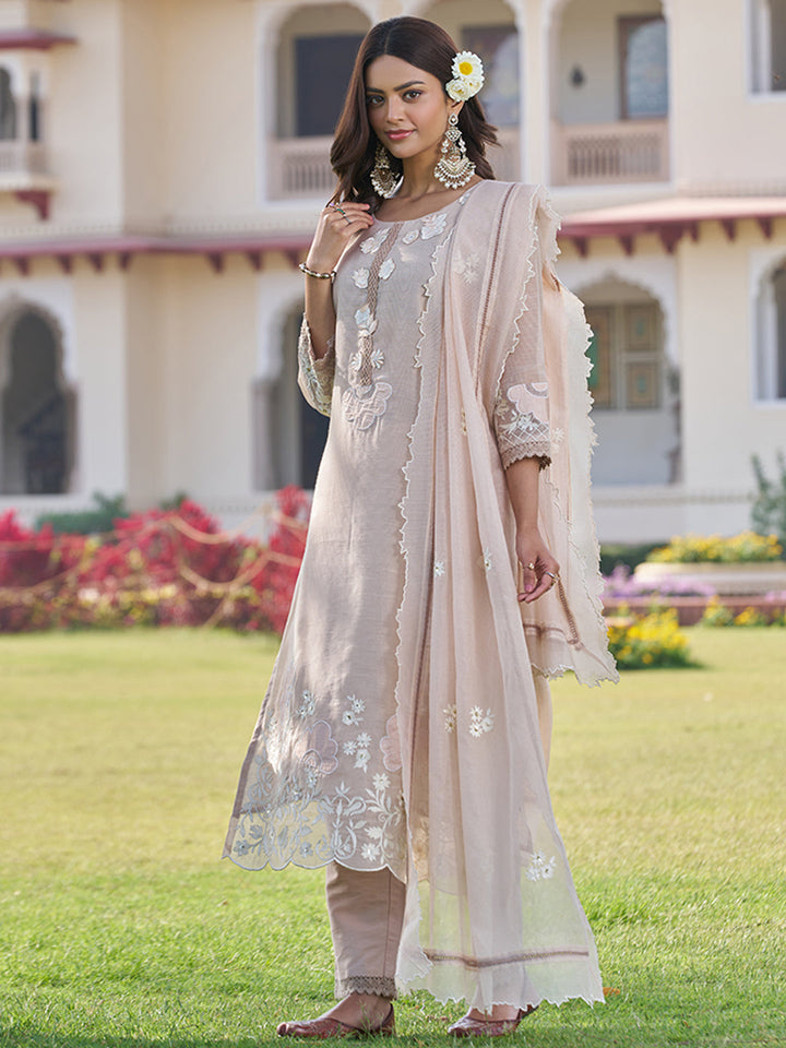 Beige-Silk-Blend-Embroidered-Kurta-Set-with-Dupatta