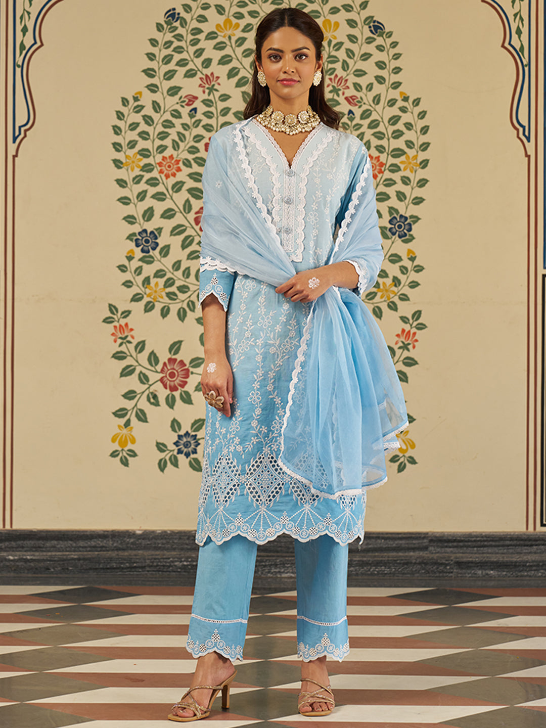 Blue-Pure-Cotton-Schiffli-Embroidered-Ombre-3-Piece-Kurta-Set