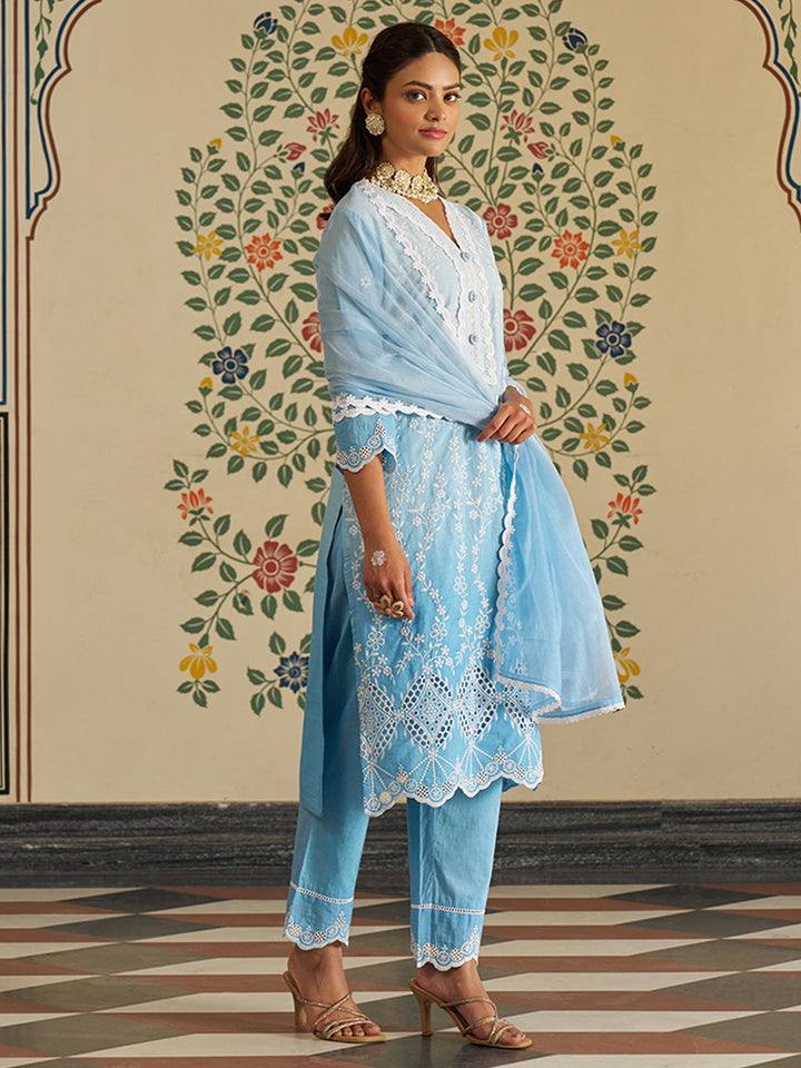 Blue-Pure-Cotton-Schiffli-Embroidered-Ombre-3-Piece-Kurta-Set