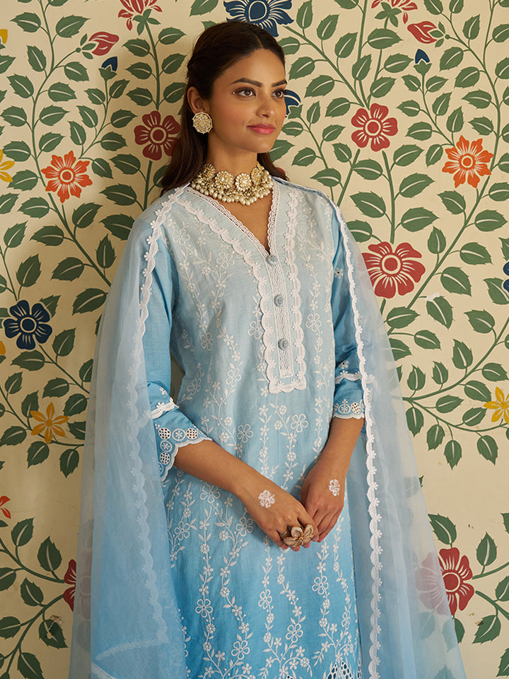 Blue-Pure-Cotton-Schiffli-Embroidered-Ombre-3-Piece-Kurta-Set