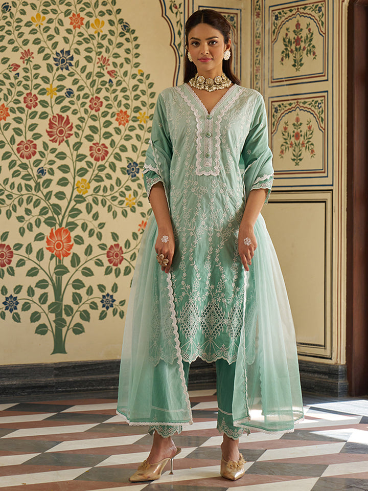 Green-Cotton-Schiffli-Embroidered-Ombre-3-Piece-Kurta-Set
