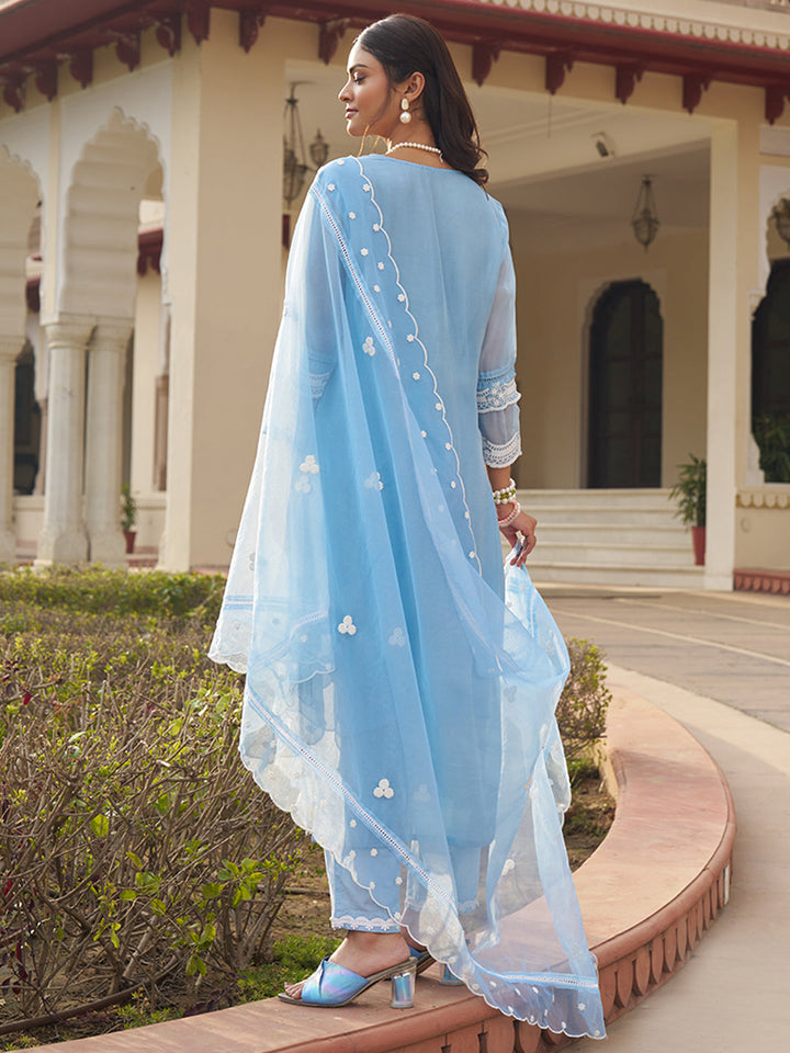 Blue-Organza-Schiffli-Embroidered-3-Piece-Kurta-Set