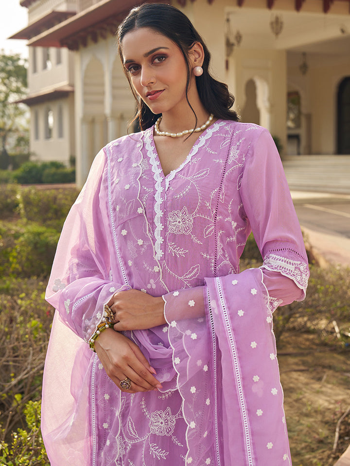 Lavender-Organza-Schiffli-Embroidered-3-Piece-Kurta-Set
