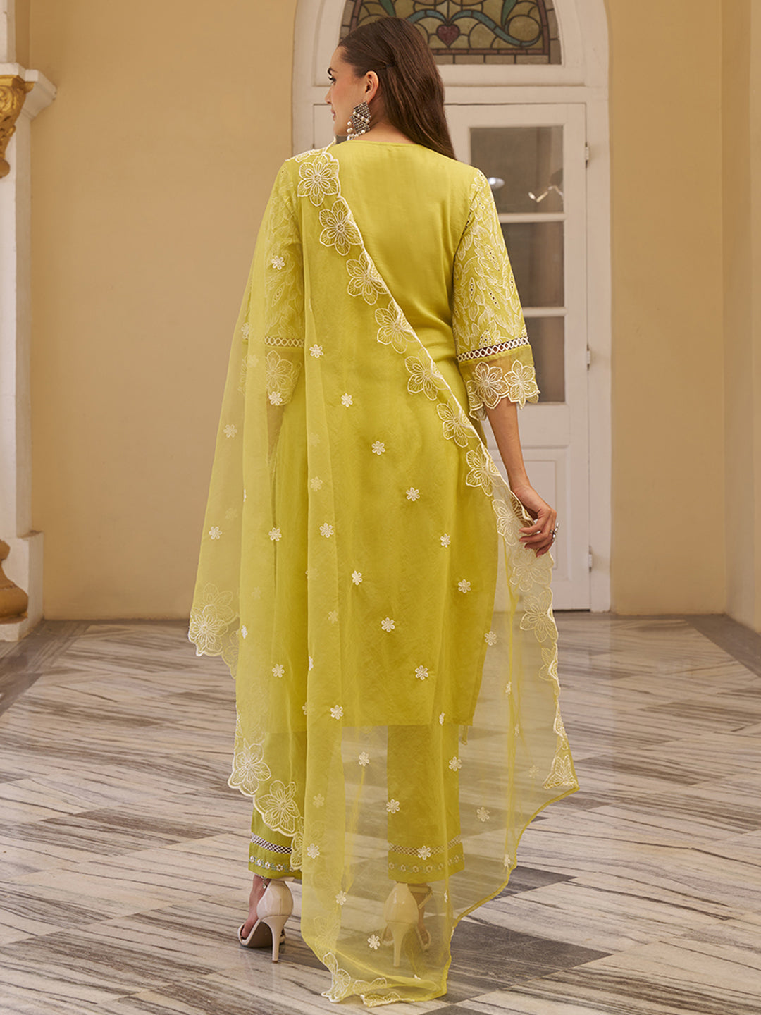Yellow-Cotton-Schiffli-Floral-Embroidered-3-Piece-Kurta-Set