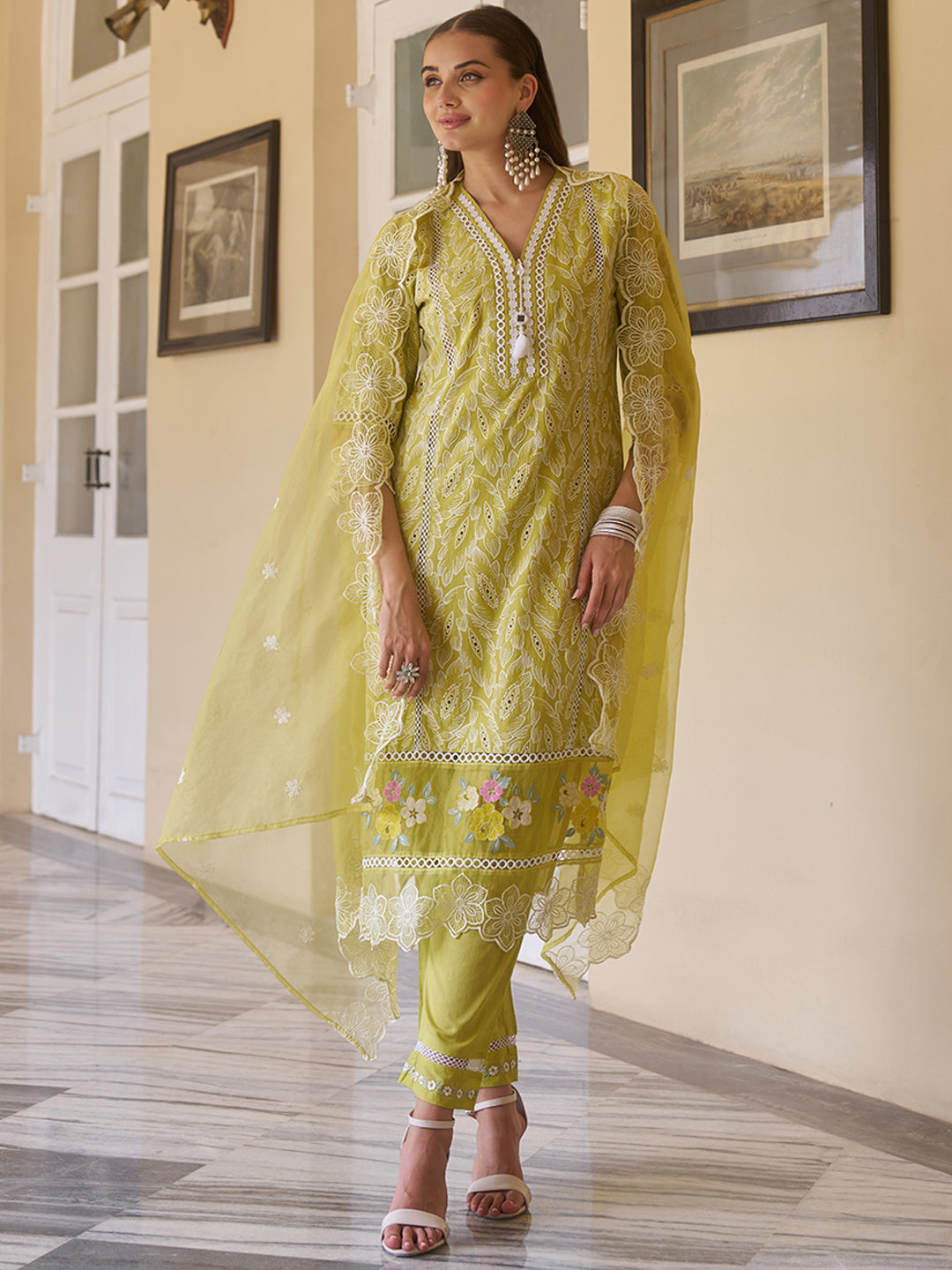 Yellow-Cotton-Schiffli-Floral-Embroidered-3-Piece-Kurta-Set