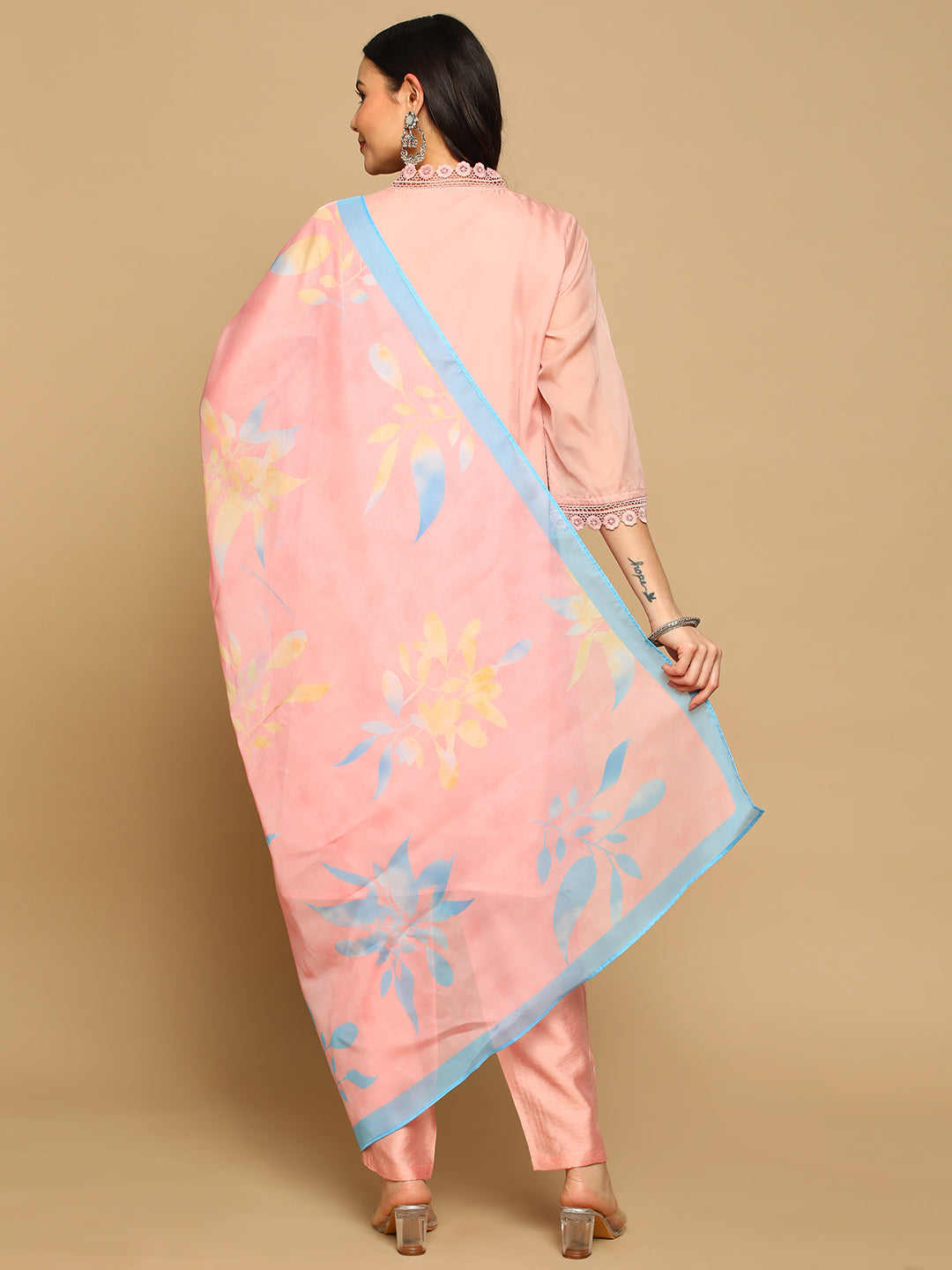 Pink-Silk-Blend-Embroidered-A-Line-3-Piece-Kurta-Set