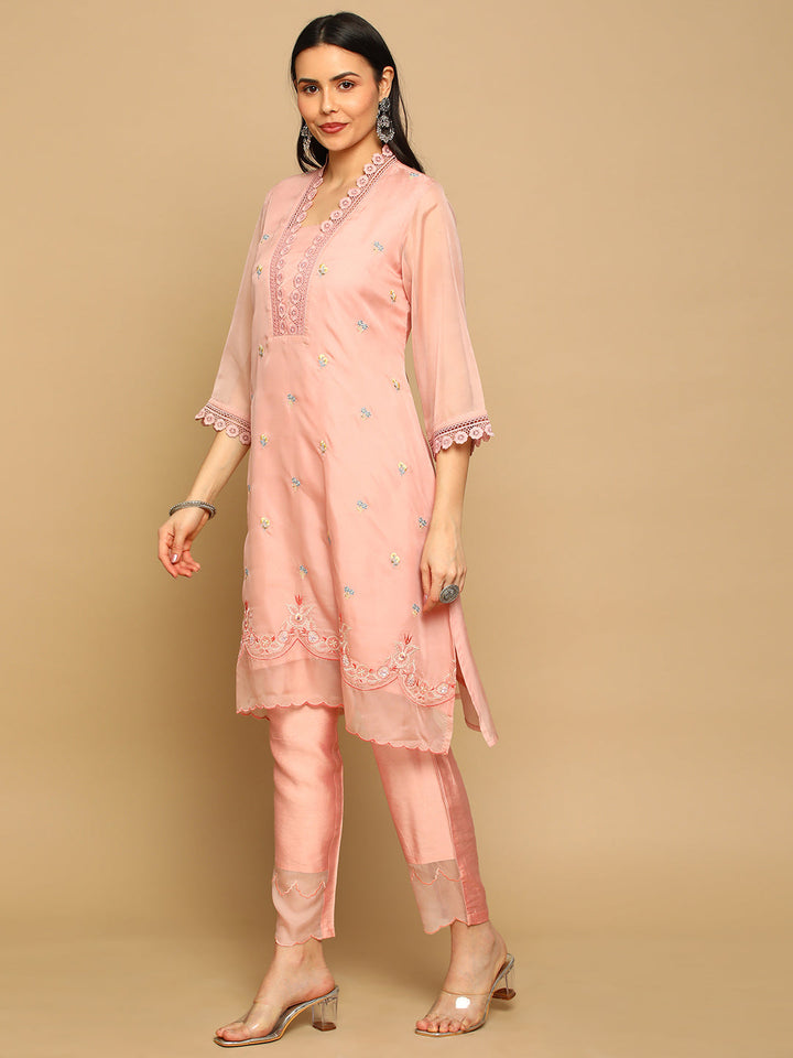 Pink-Silk-Blend-Embroidered-A-Line-3-Piece-Kurta-Set