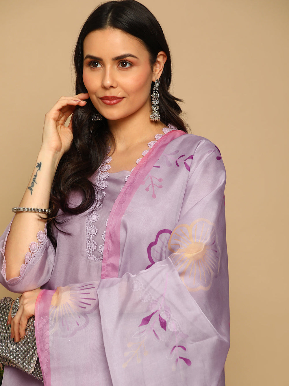 Lilac-Silk-Blend-Embroidered-A-Line-3-Piece-Kurta-Set