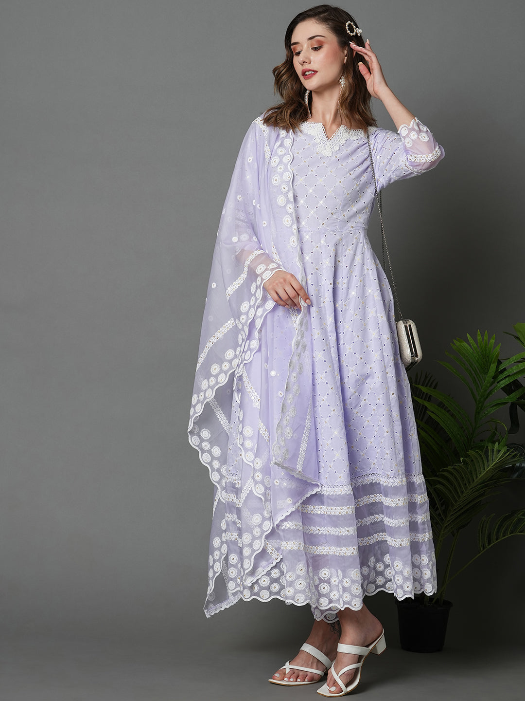 Lilac-Pure-Cotton-Empire-Chikankari-3-Piece-Kurta-Set